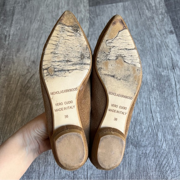 Nicholas Kirkwood Beya Suede Loafers Flats Camel Size 36 - Picture 8 of 10